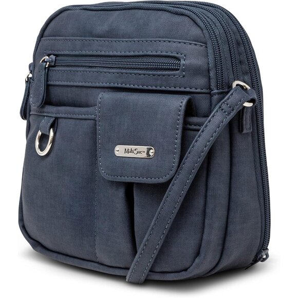 Womens Blue North South Mini Zip Around Crossbody Bag - Picture 2 of 5